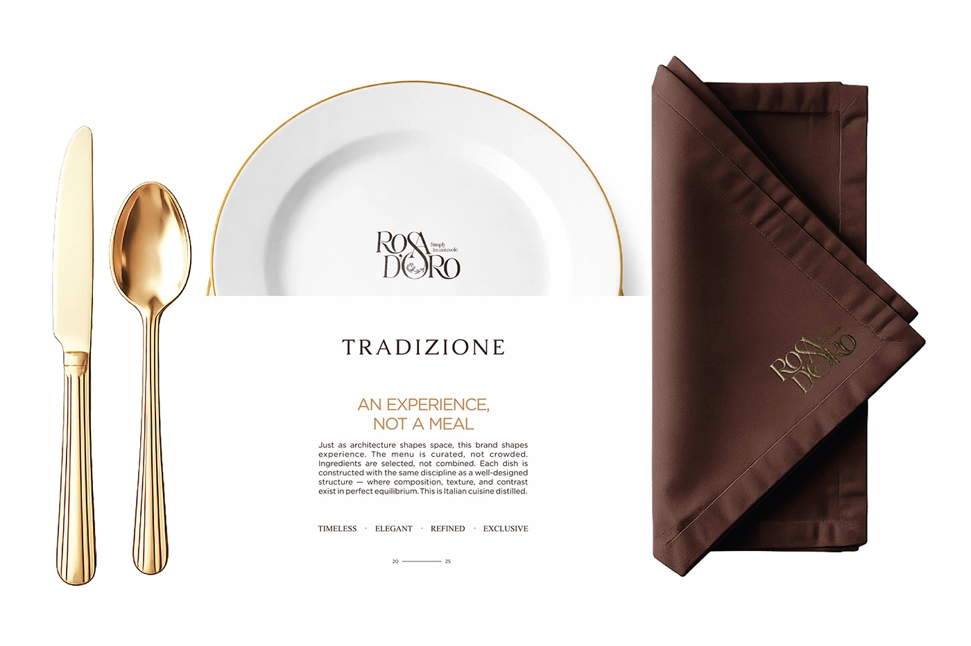 Packaging și materiale branding pentru restaurant italian premium
