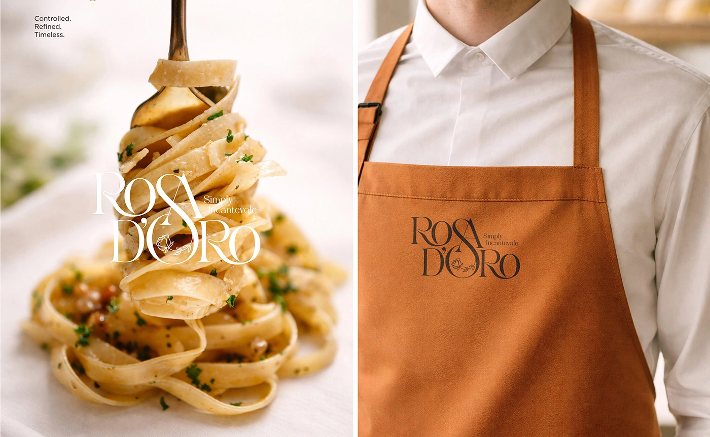 Mockup branding restaurant italian cu aplicații vizuale coerente