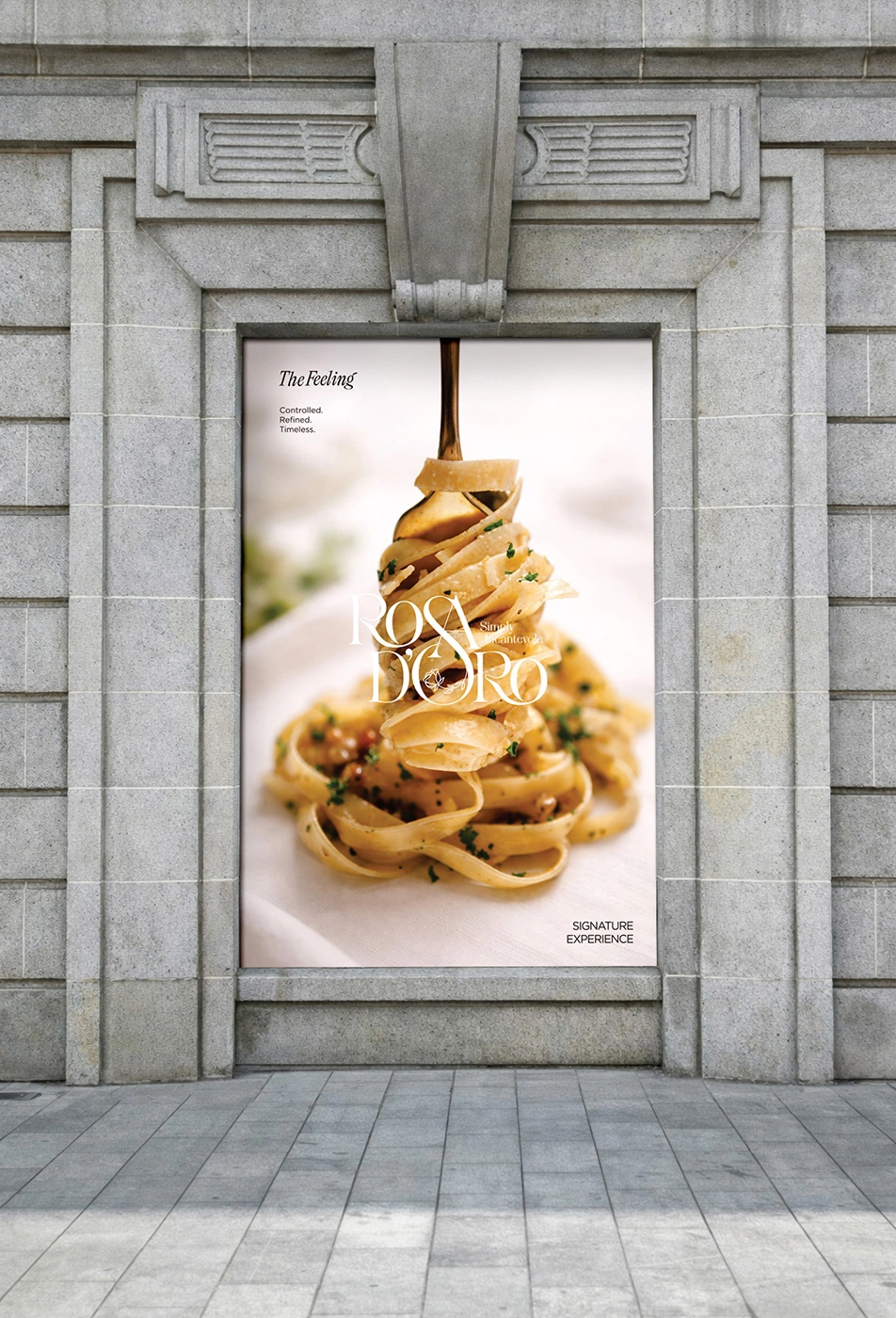 Identitate vizuală restaurant Rosa D’oro aplicată pe materiale print