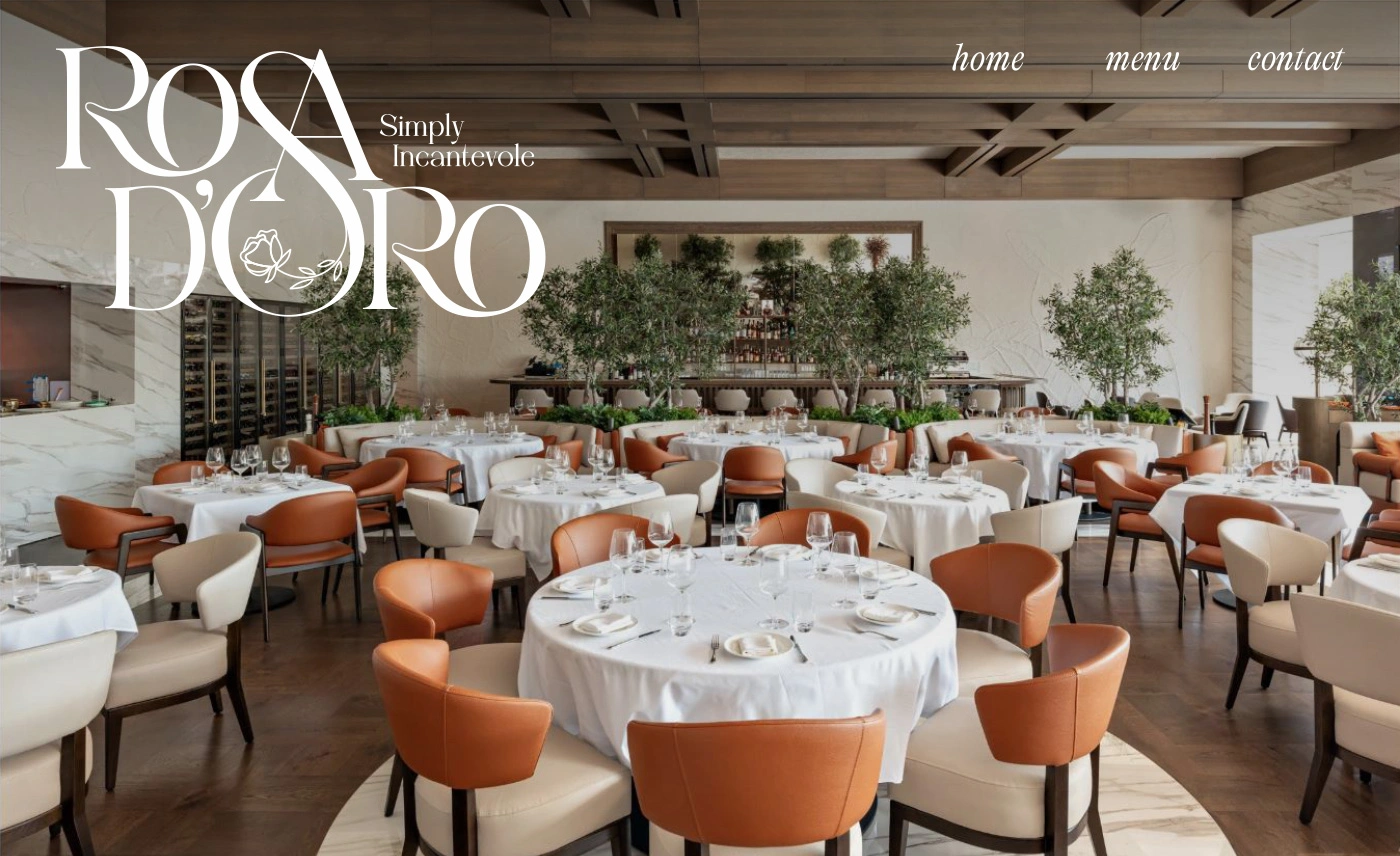 Homepage website restaurant Rosa D’oro design modern și elegant