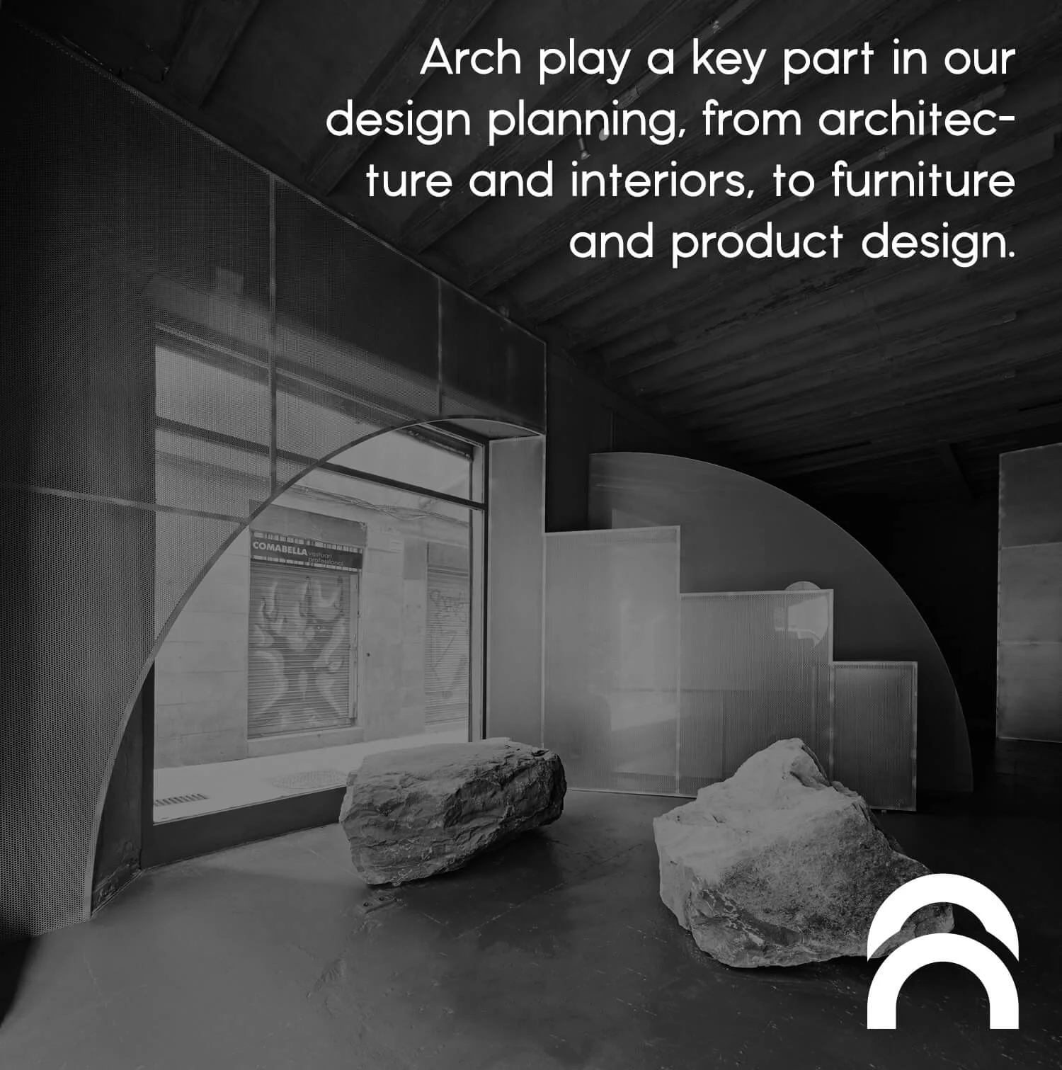 roiect arhitectural Arch Studio, îmbinând estetica modernă cu funcționalitatea, reprezentând identitatea vizuală a unui brand inovator în arhitectură și design interior