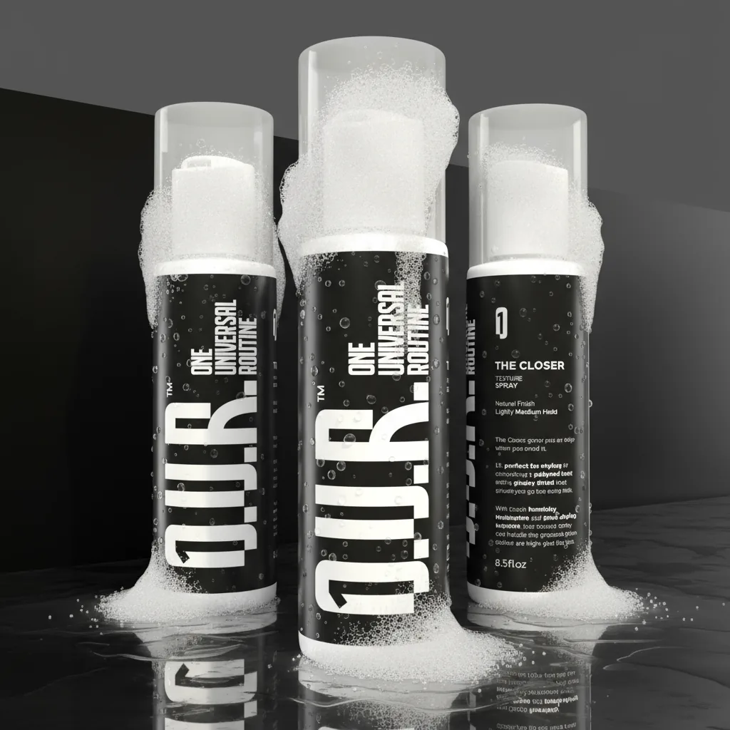 Design de ambalaj alb-negru pentru gama de produse de îngrijire masculină.
