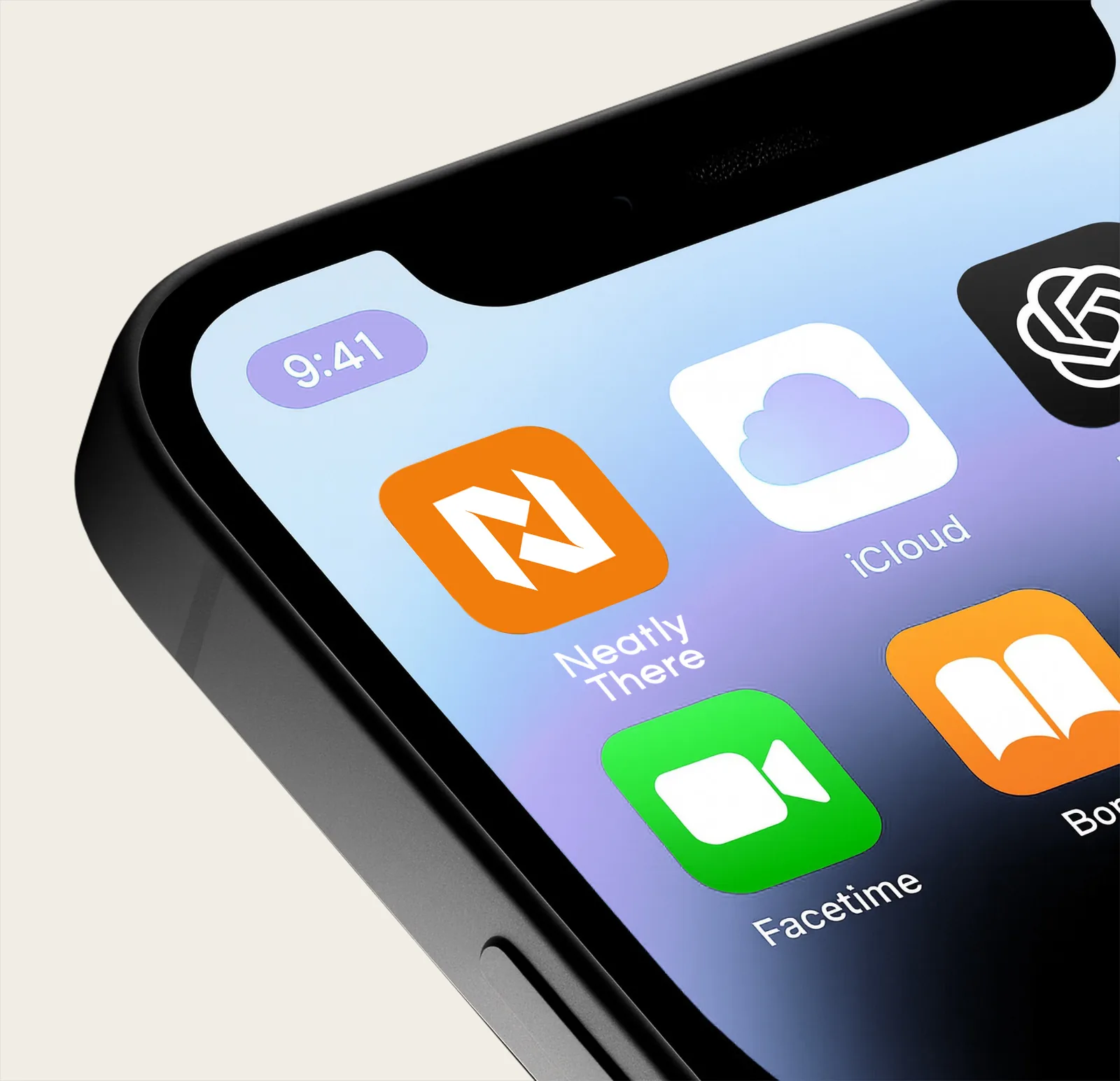 Design de icon pentru aplicație mobilă, prezentat pe ecranul unui smartphone.