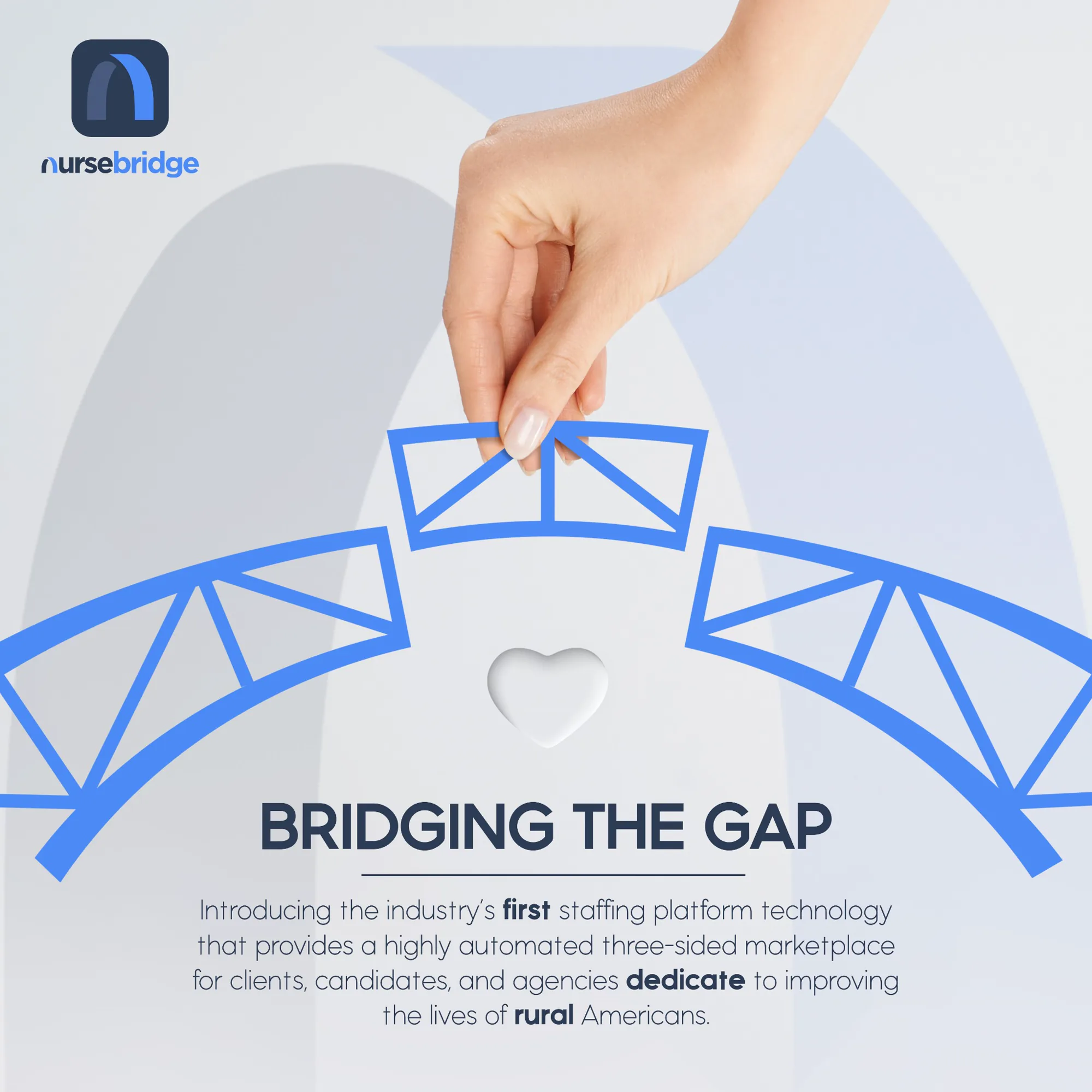 Identitate vizuală Nurses Bridge, construită în jurul conceptului Bridging the Gap.