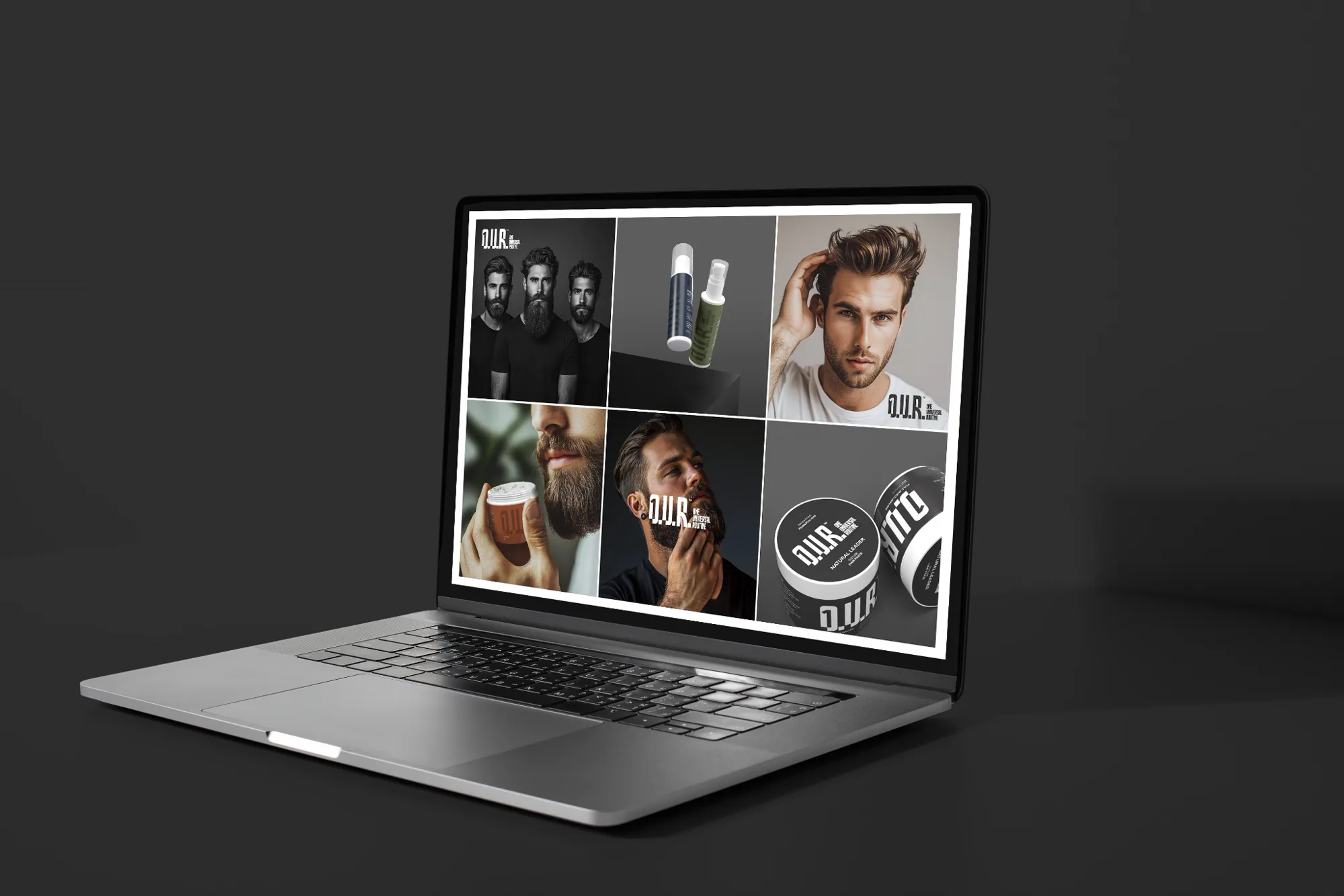 Design de website O.U.R. pentru prezentarea gamei de îngrijire masculină.
