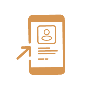 phone icon with metadata on phone screen