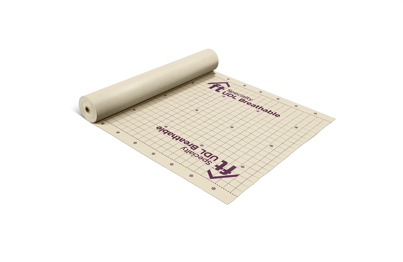 FT Specialty UDL Breathable roofing underlayment roll with grid pattern for complex projects.