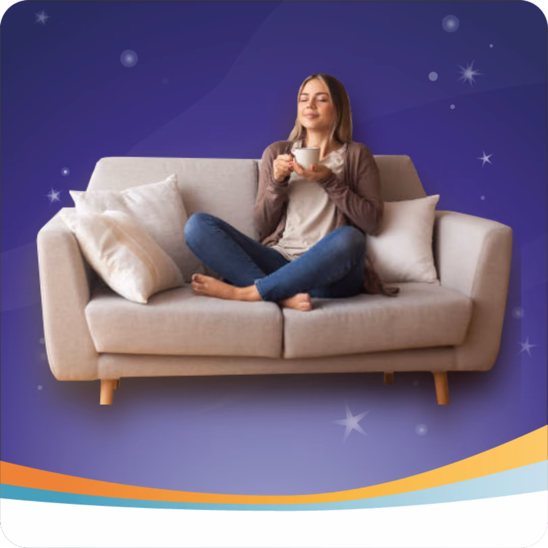 A person comfortably relaxing on a couch