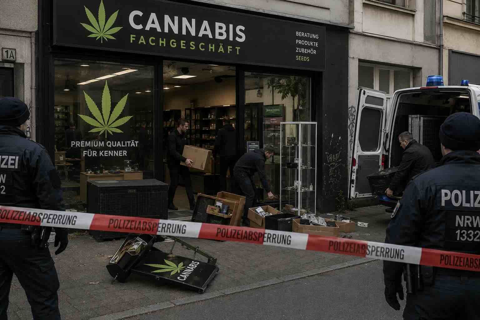 Cannabis Fachgeschäfft wird von Polizei geräumt