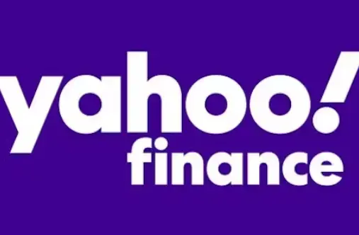 The Yahoo Finance logo, featuring the word "yahoo!" in large white letters above the word "finance" in smaller white letters, all set on a deep purple background.