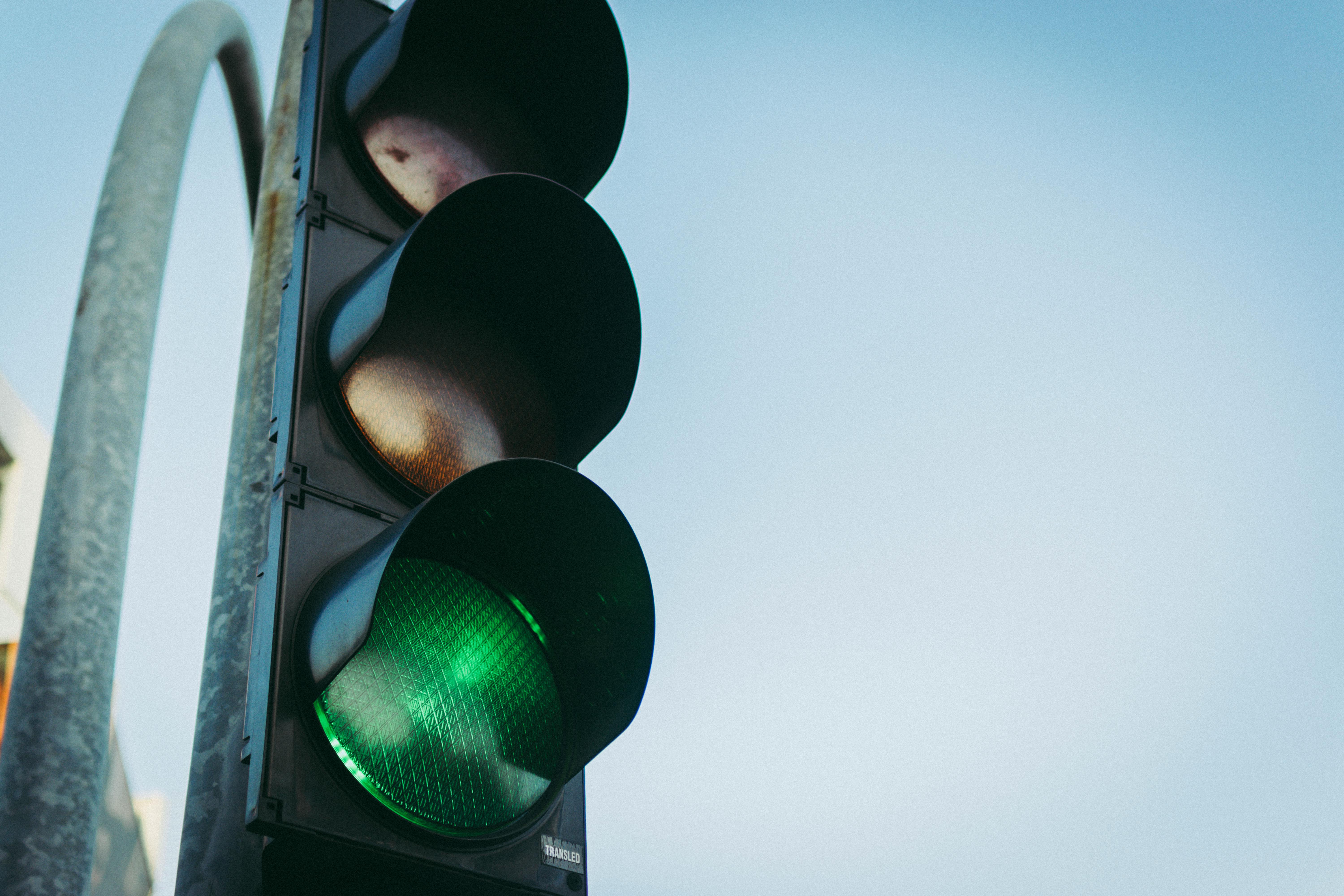 Green traffic signal light, illustrating how traffic camera footage can support an accident claim