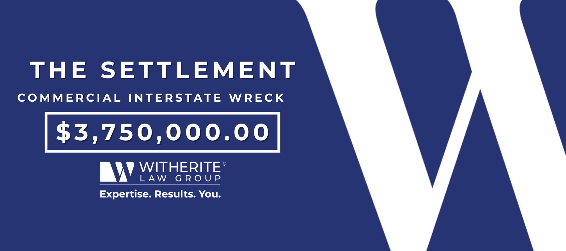 The Settlement: $3,750,000.00 in a commercial interstate wreck case secured by Witherite Law Group