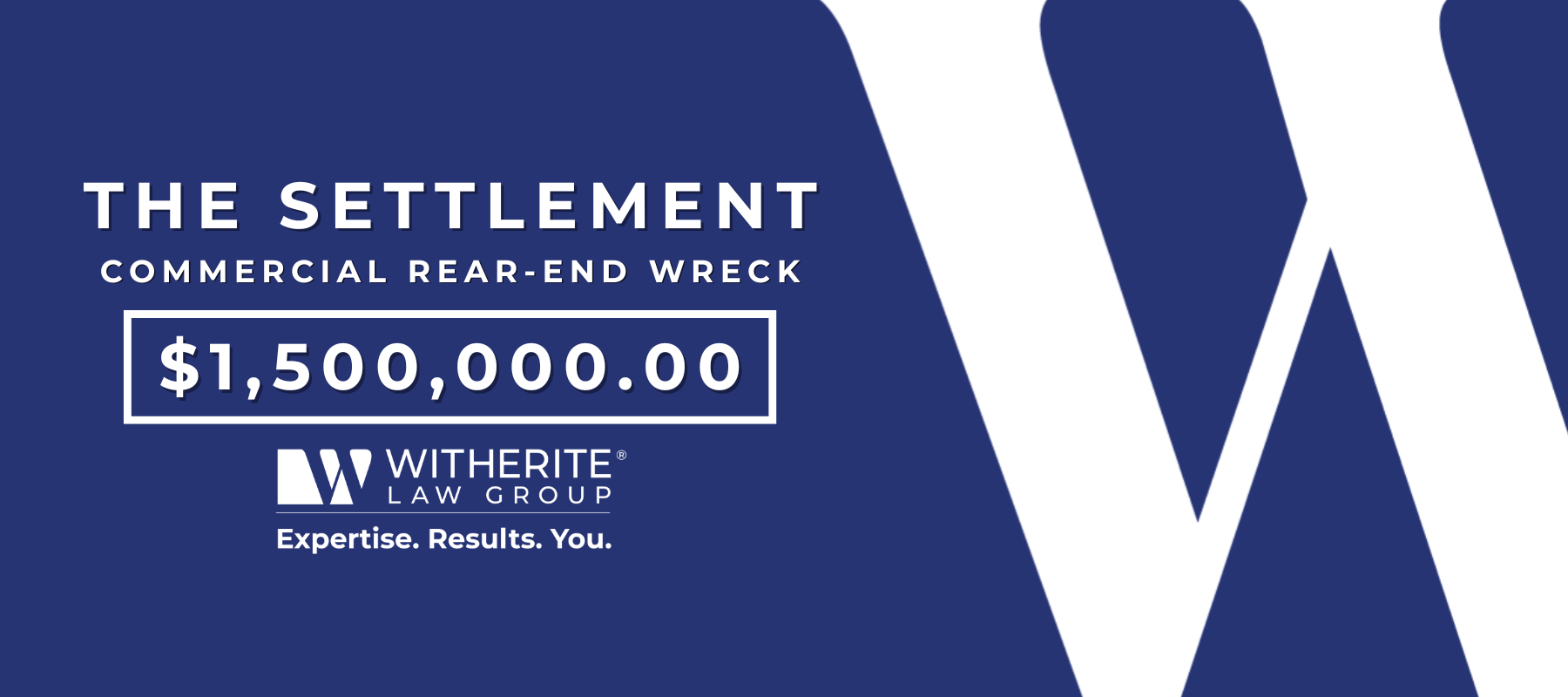 The Settlement: $1,500,000.00 in a commercial rear-end wreck case secured by Witherite Law Group