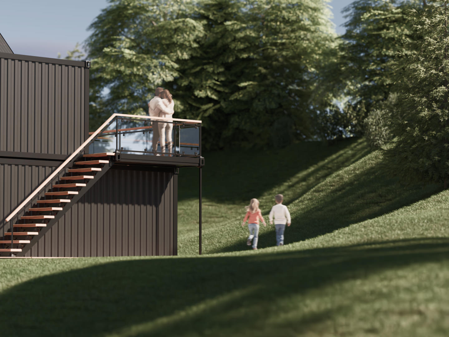 Exterior harmony with nature and container homes by NOVA