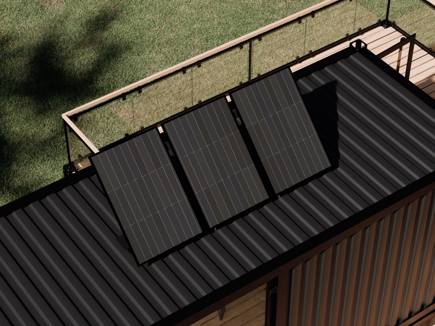 Solar panel installation of container home by NOVA