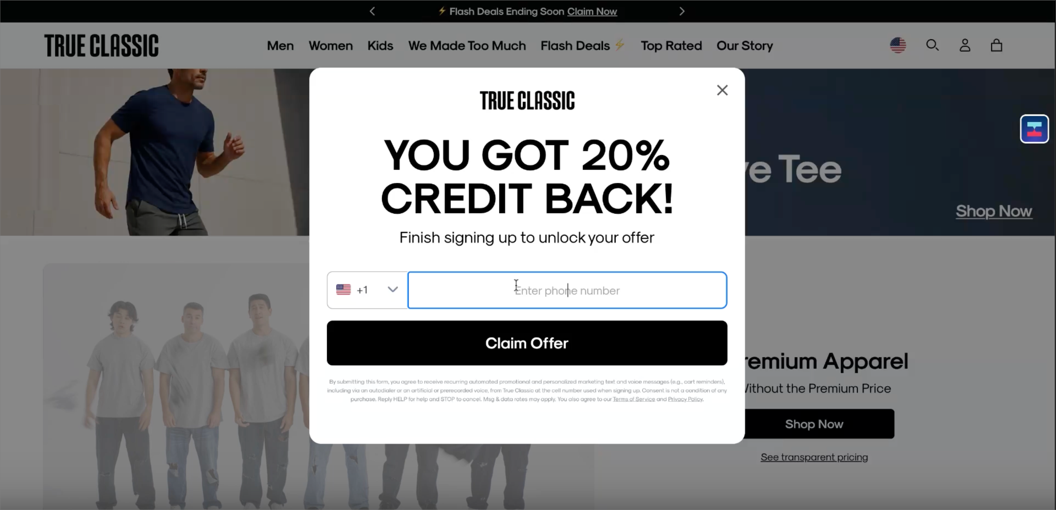 Shopify storefront welcome offer giving 20% credit back on the first order instead of a discount