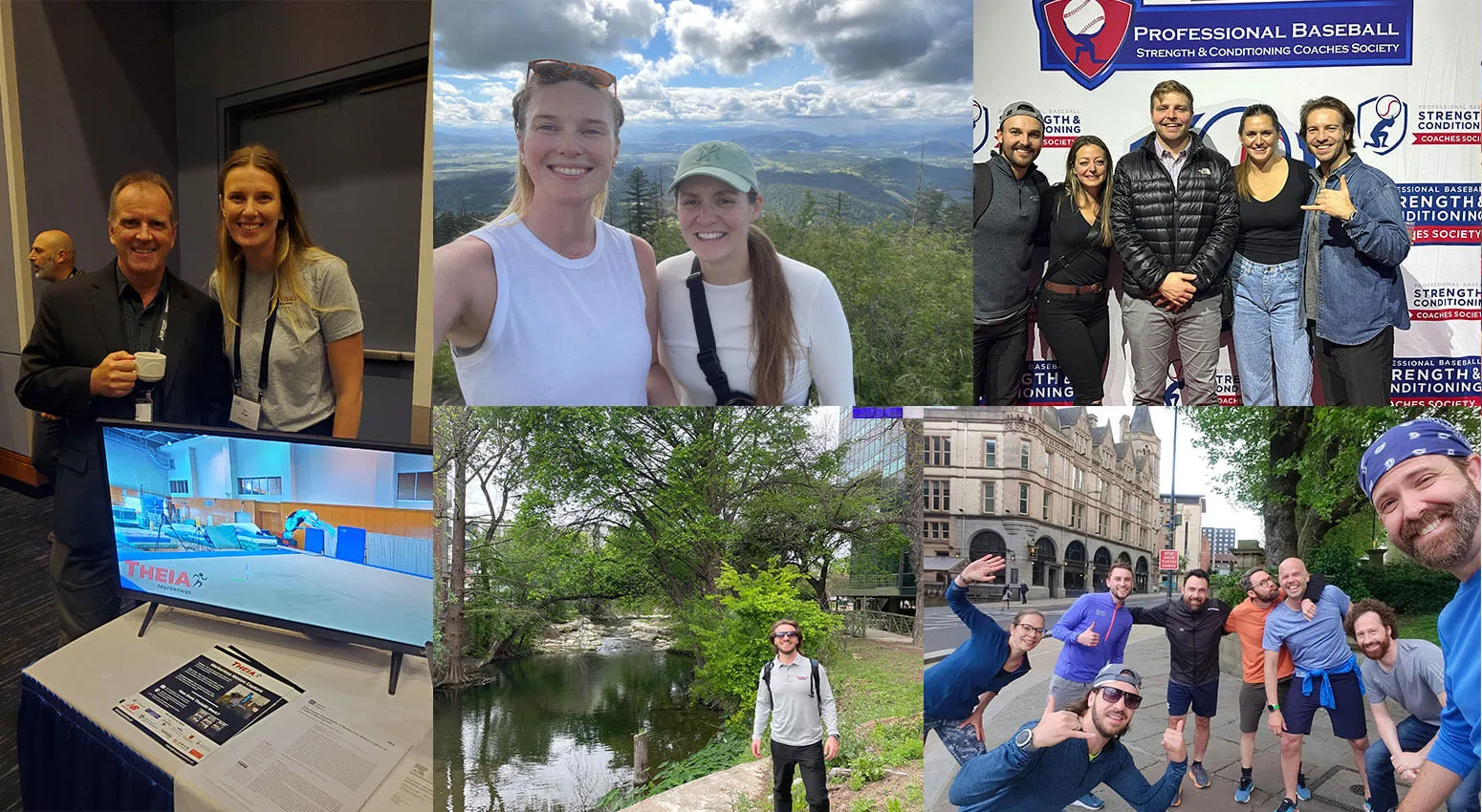 Collage featuring people at events, outdoor activities, and group photos, showcasing teamwork and camaraderie in various settings.