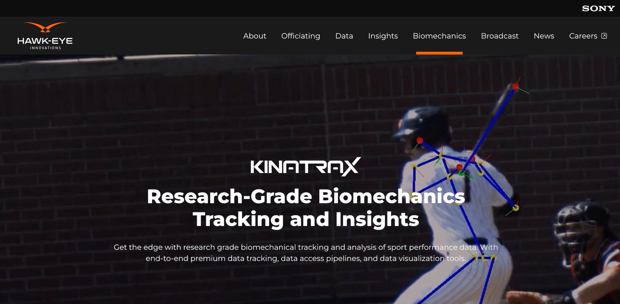 KinaTrax homepage: Research-Grade Biomechanics Tracking and Insights