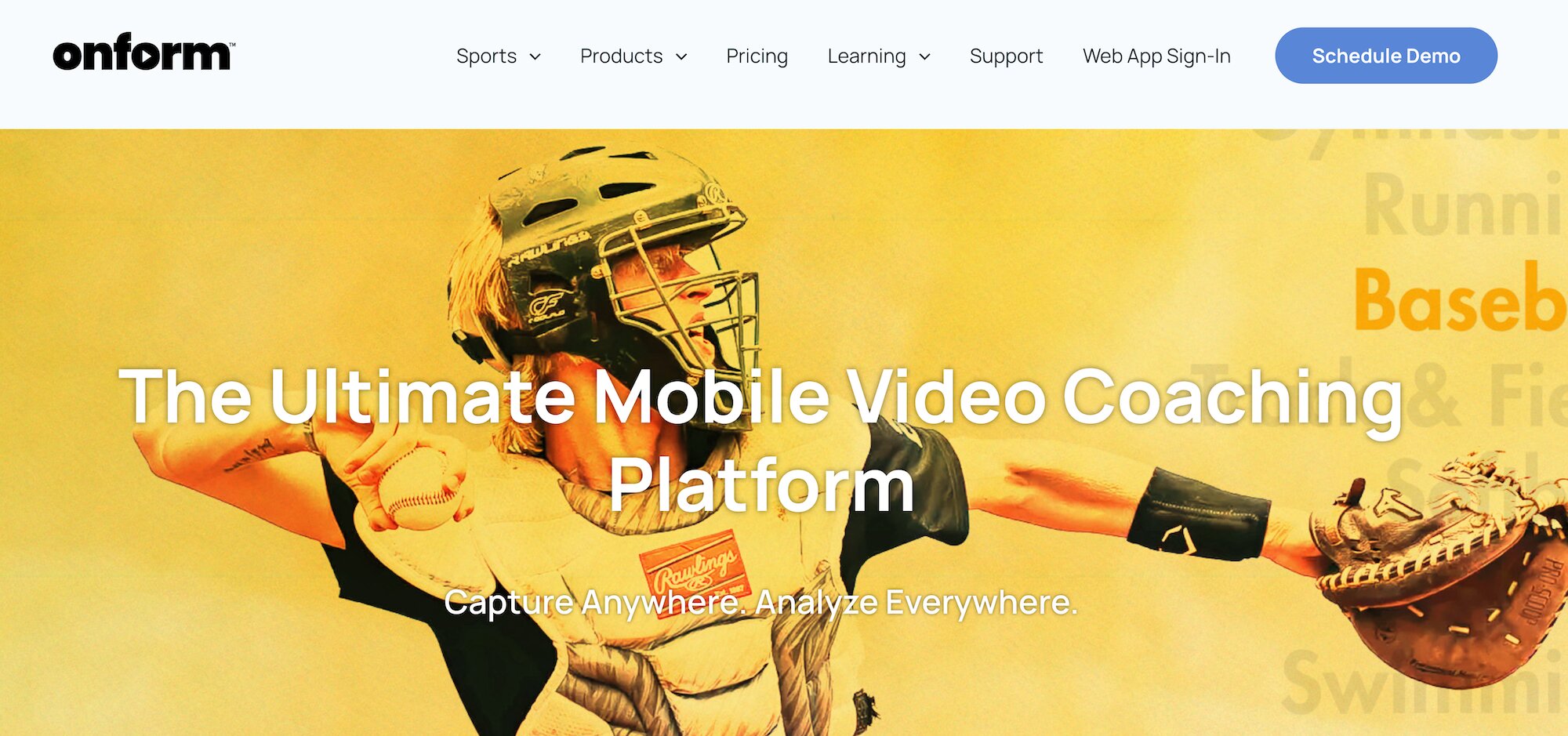 Onform homepage: The Ultimate Mobile Video Coaching Platform