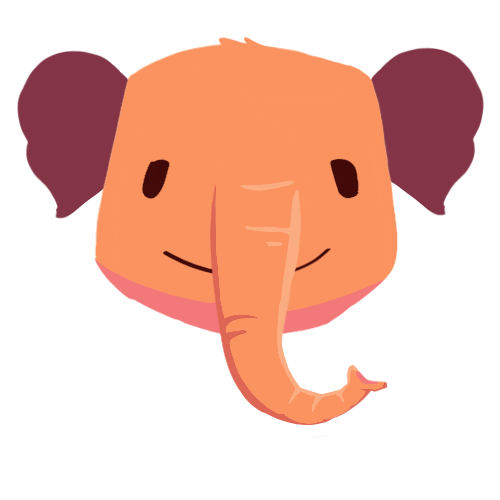 Mascot exploration: A medium-dark orange mastodon head with a longer nose/trunk.