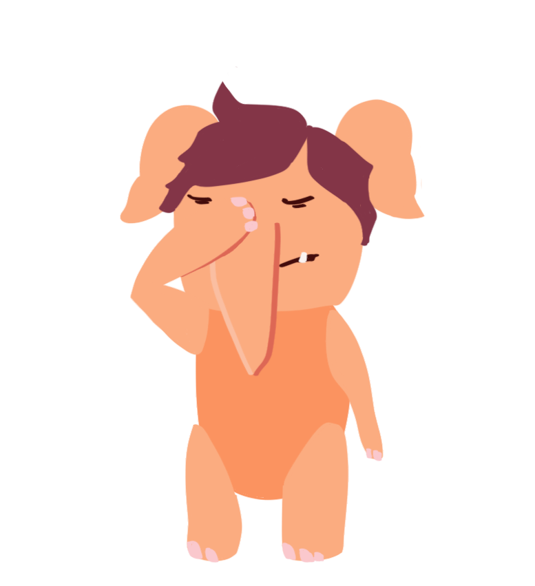 Colored Test: Mazzy in a facepalm pose, eyes closed with her palm to her face, expressing mild frustration or a "silly me" moment.