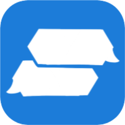 Proposed chat app logo: A medium blue hexagon background with two white chat bubbles, consistently applying the suite's shape and color language to a new function.