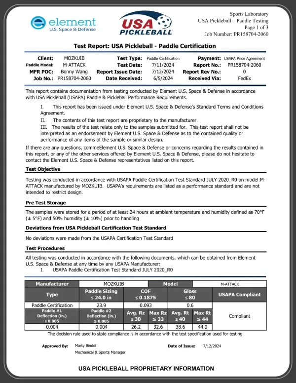 USAPA TEST REPORT