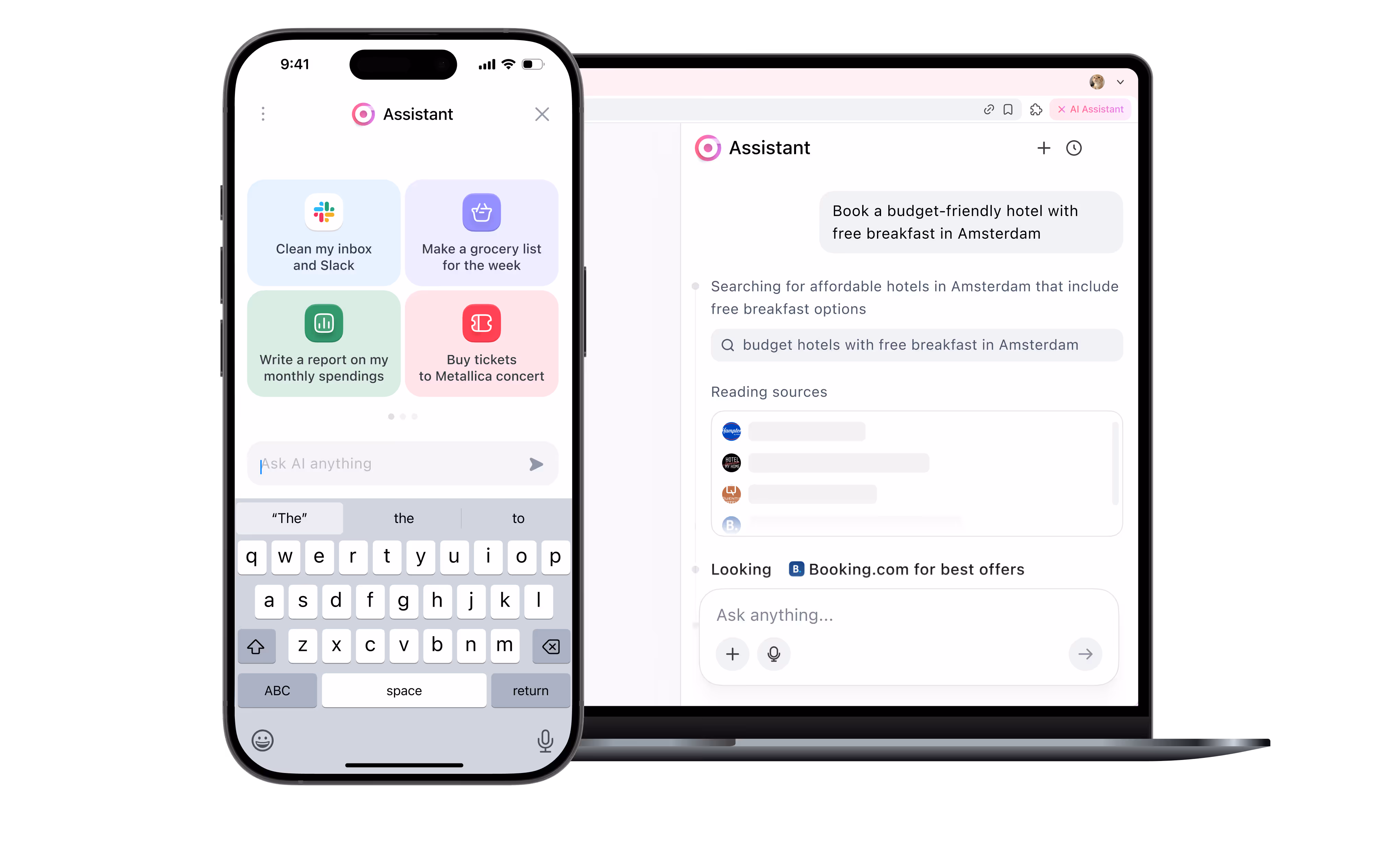 AI search screen, mobile and desktop version