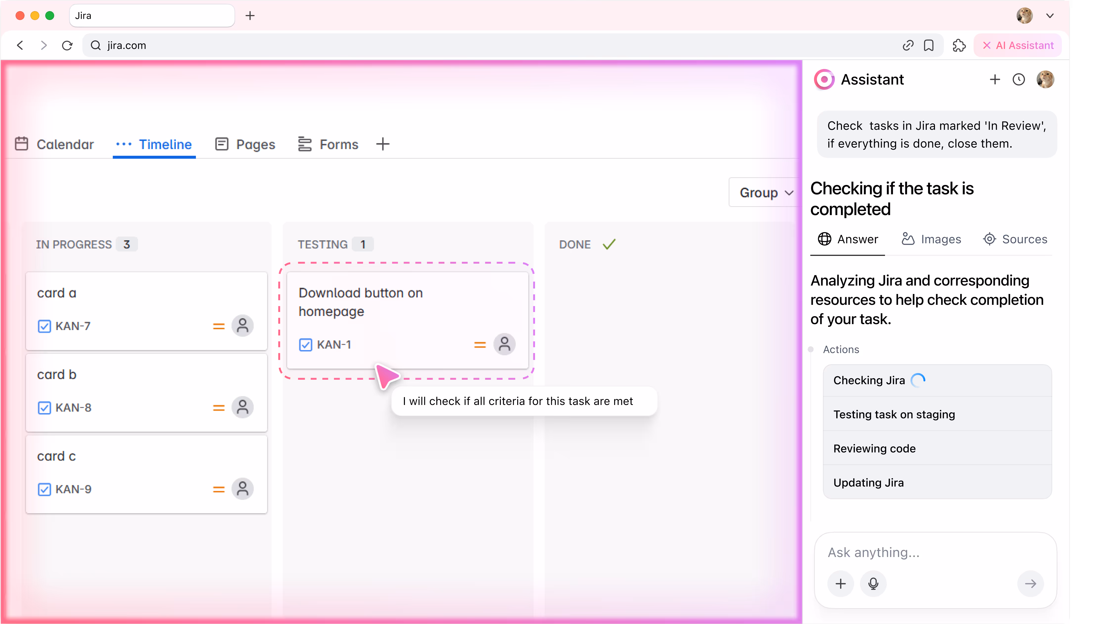 AI search screen, mobile and desktop version