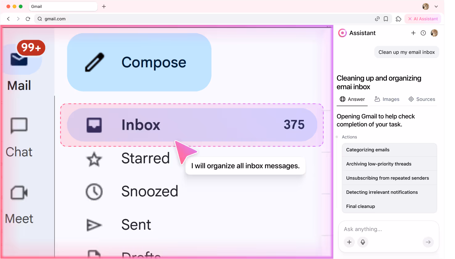 AI search screen, mobile and desktop version
