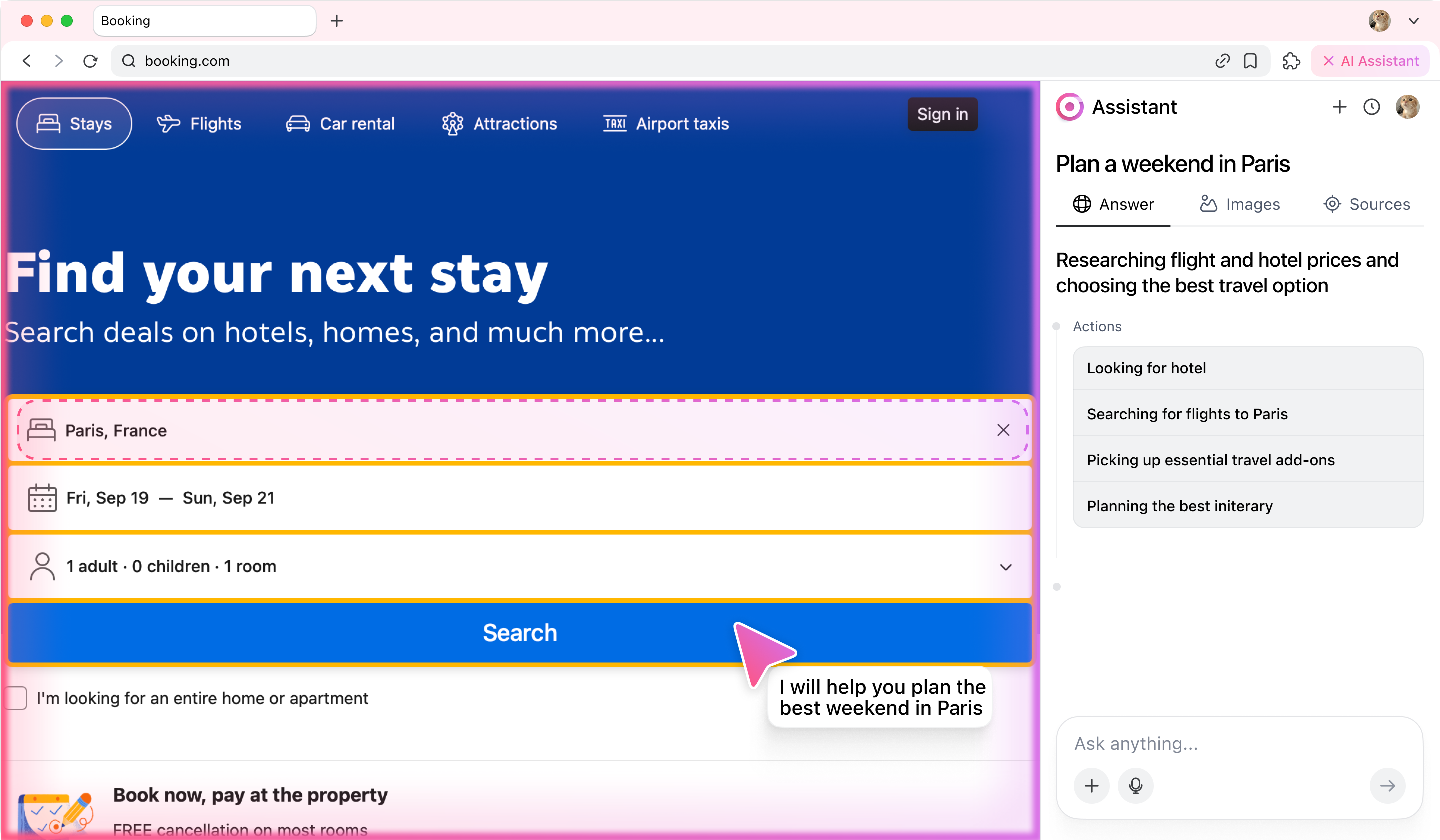 AI search screen, mobile and desktop version