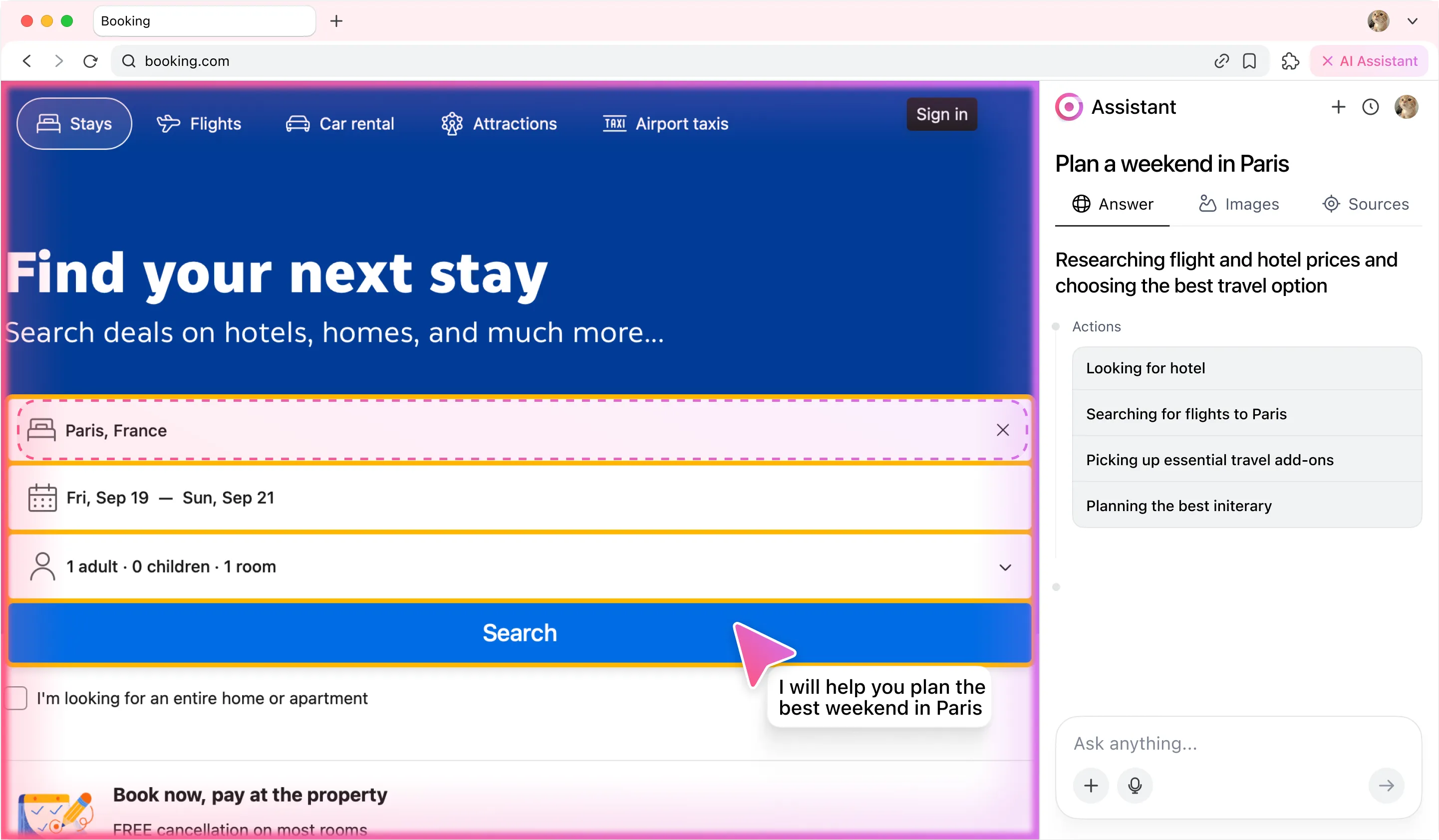 AI search screen, mobile and desktop version