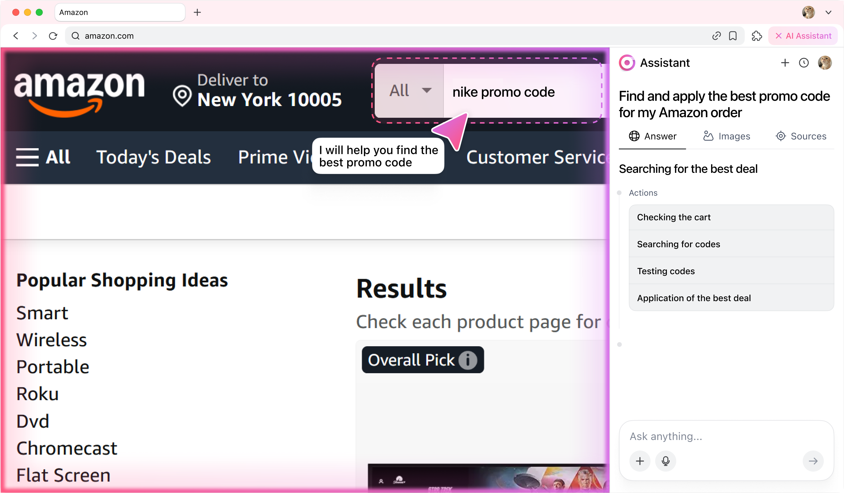 AI search screen, mobile and desktop version