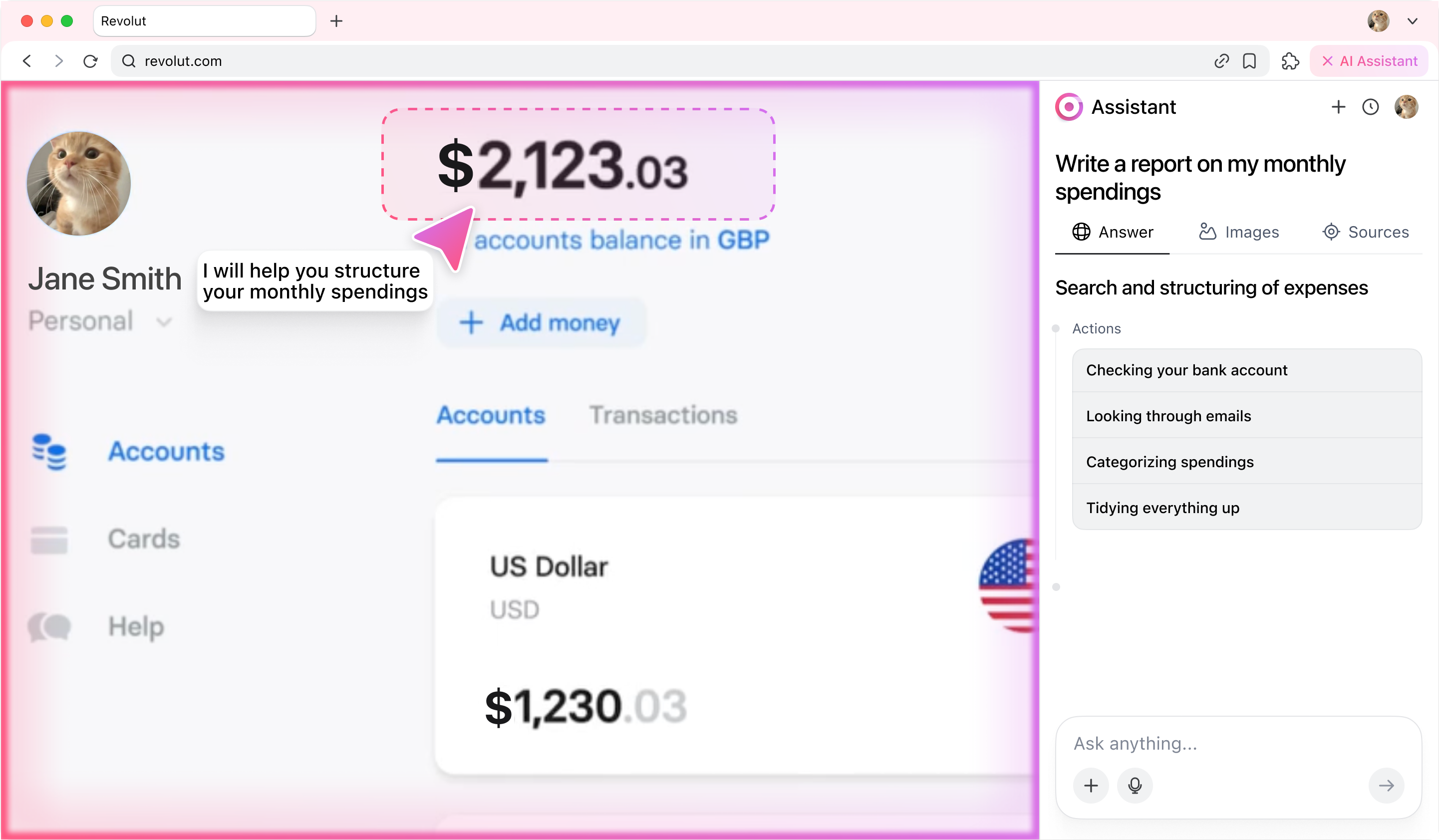 AI search screen, mobile and desktop version