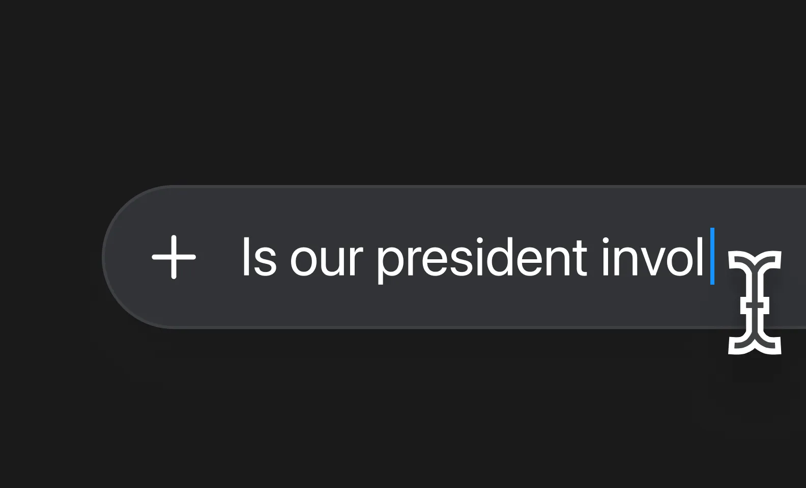 AI chat input field with user typing a question about political topic