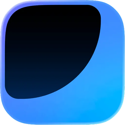 Sigma Browser logo with Blue rounded square with a large black curved shape in the upper left corner.