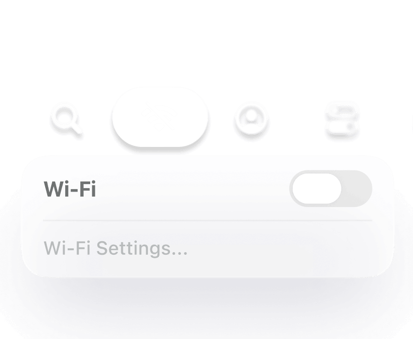 Wi-Fi toggle switch is off with Wi-Fi Settings option below and icons above.