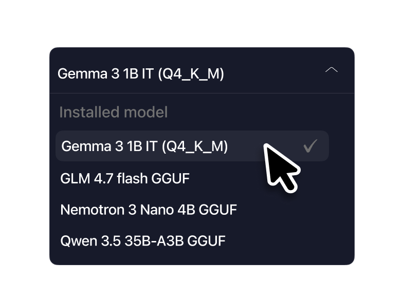 Local model selector in Sigma AI Agent
