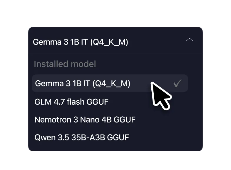 Local model selector in Sigma AI Agent
