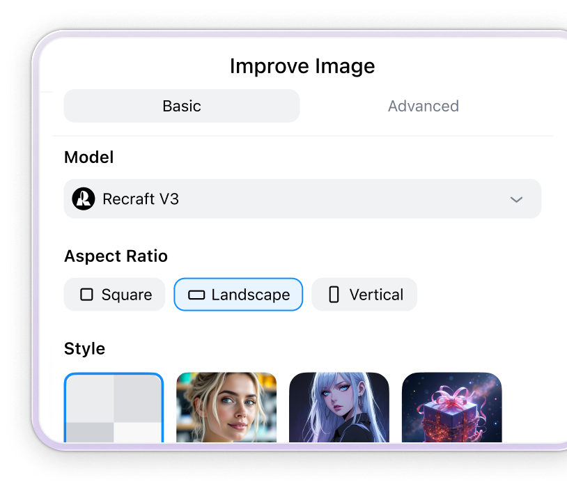 Mobile AI image generator with style choices