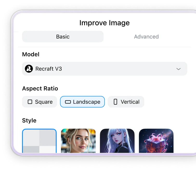 Mobile AI image generator with style choices