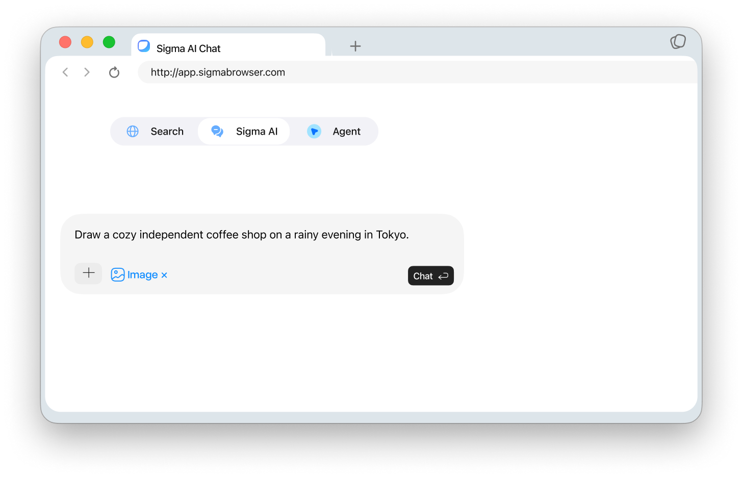 Sigma Chat image prompt in browser window