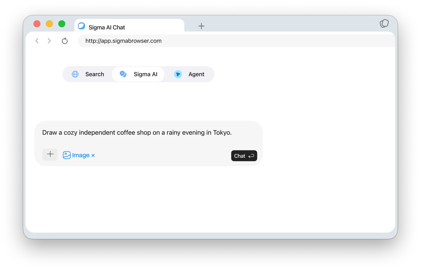 Sigma Chat image prompt in browser window