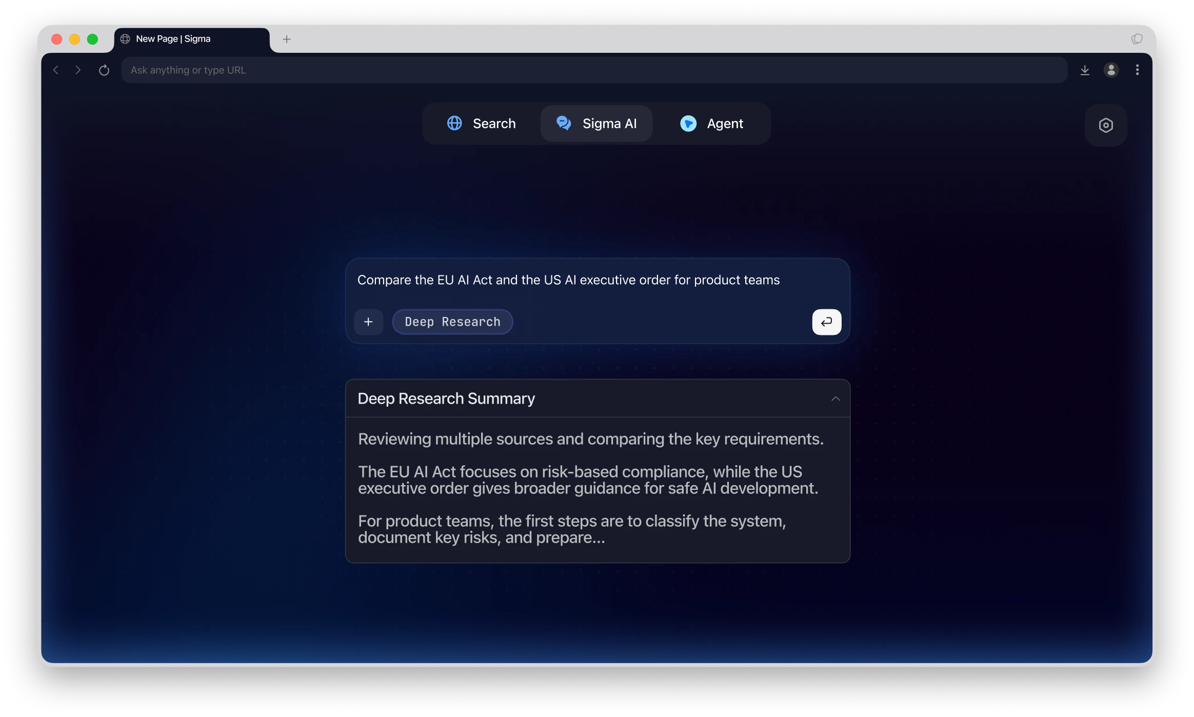 Browser in private mode with AI chat box and model options like Gemma, GLM, Nemetron, and Qwen.