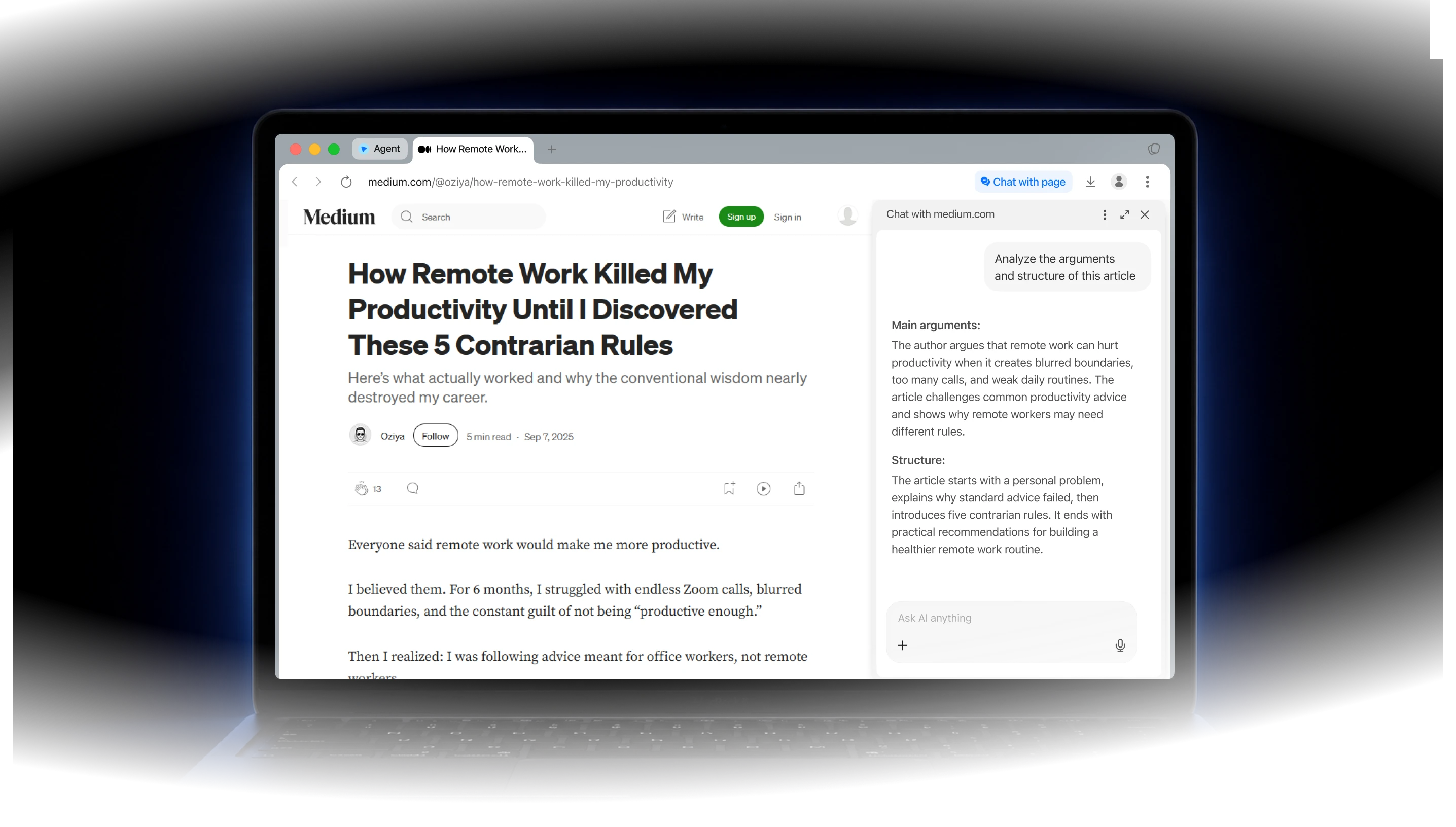 Sigma Chat with Page browser interface