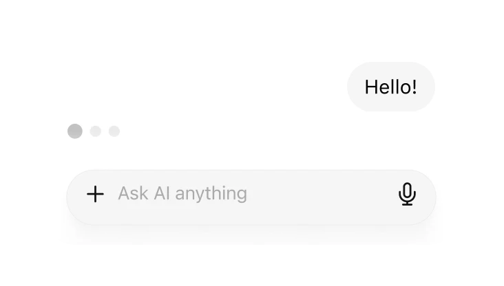 Chat input box with text 'How to create a' and buttons for adding plus and sending chat.