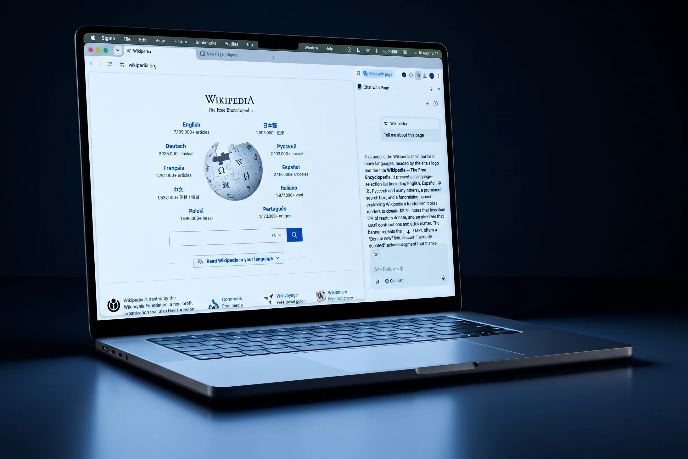 Sigma AI Browser main features