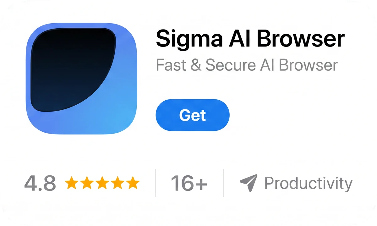 Sigma AI Browser listing card on the App Store with Get button