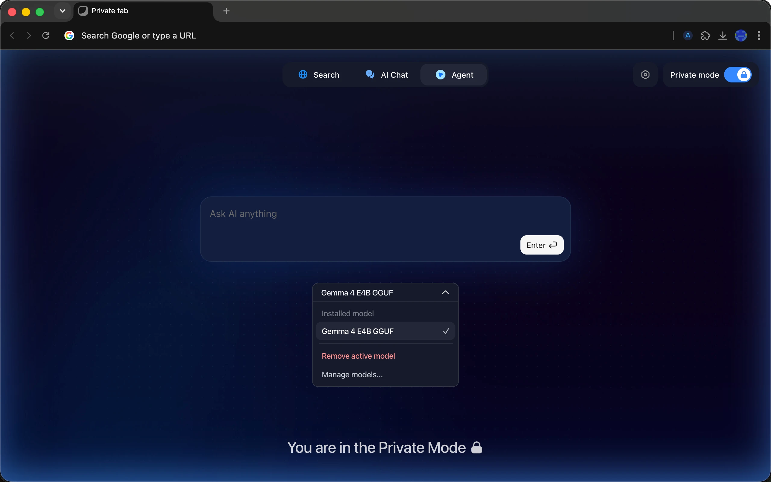 Local AI models on-device in Sigma Browser