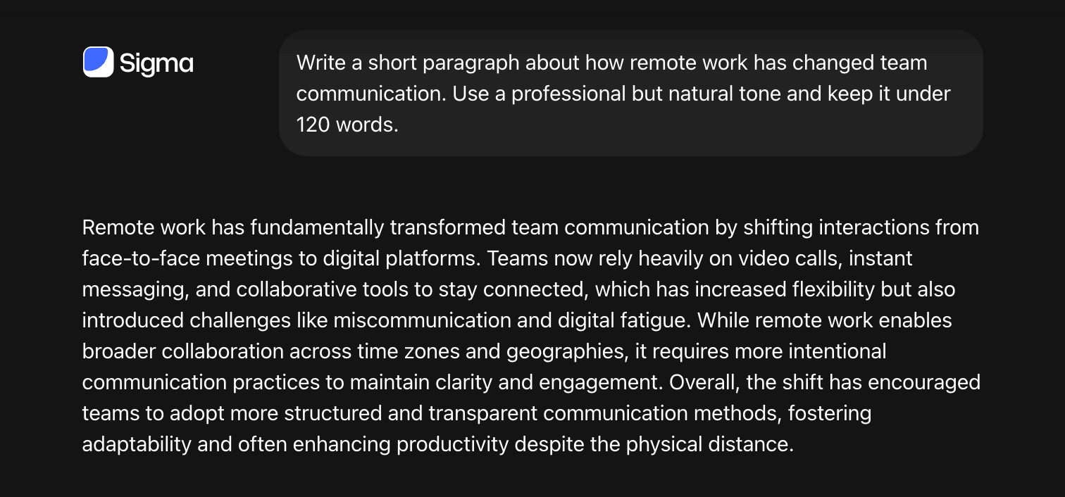 AI paragraph writing example